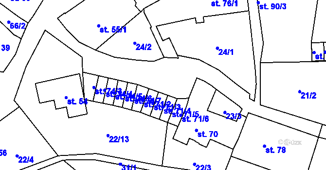 Parcela st. 71/1 v KÚ Ohníč, Katastrální mapa