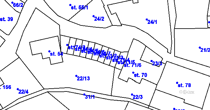 Parcela st. 71/3 v KÚ Ohníč, Katastrální mapa