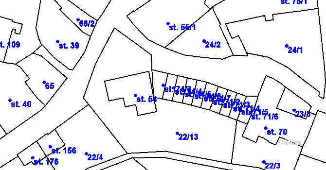 Parcela st. 74/3 v KÚ Ohníč, Katastrální mapa