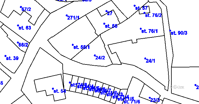 Parcela st. 88 v KÚ Ohníč, Katastrální mapa
