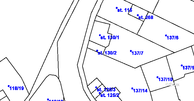 Parcela st. 130/2 v KÚ Ohníč, Katastrální mapa