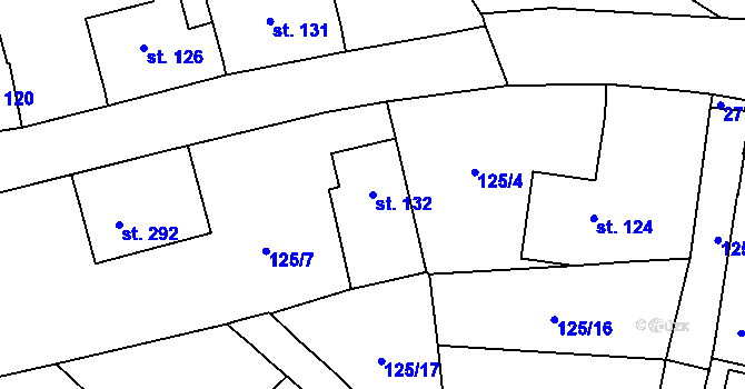 Parcela st. 132 v KÚ Ohníč, Katastrální mapa