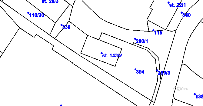 Parcela st. 143/2 v KÚ Ohníč, Katastrální mapa