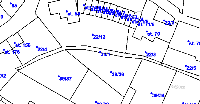 Parcela st. 31/1 v KÚ Ohníč, Katastrální mapa
