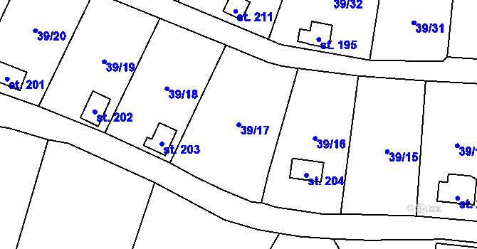 Parcela st. 39/17 v KÚ Ohníč, Katastrální mapa