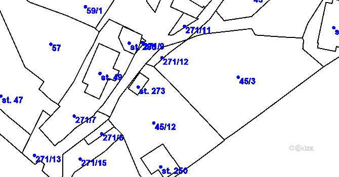 Parcela st. 45/26 v KÚ Ohníč, Katastrální mapa
