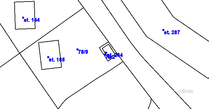 Parcela st. 78/2 v KÚ Ohníč, Katastrální mapa