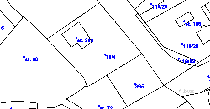 Parcela st. 78/4 v KÚ Ohníč, Katastrální mapa