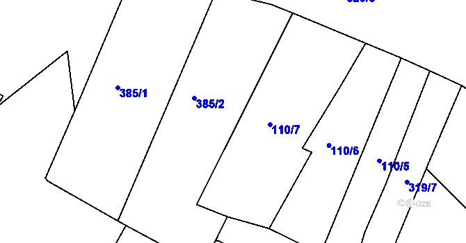 Parcela st. 108/1 v KÚ Ohníč, Katastrální mapa