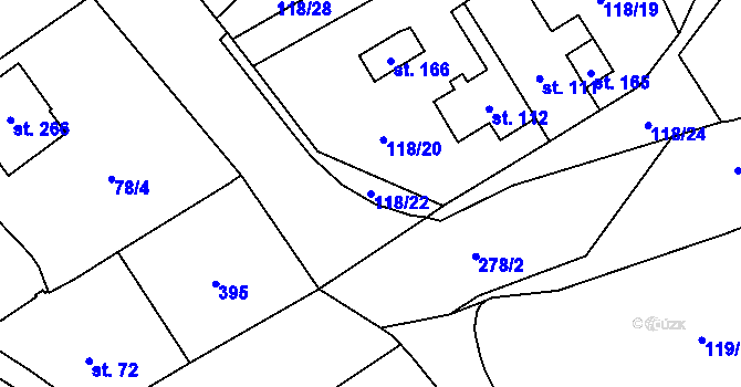 Parcela st. 118/22 v KÚ Ohníč, Katastrální mapa