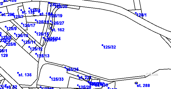 Parcela st. 125/1 v KÚ Ohníč, Katastrální mapa