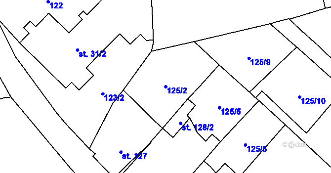 Parcela st. 125/2 v KÚ Ohníč, Katastrální mapa