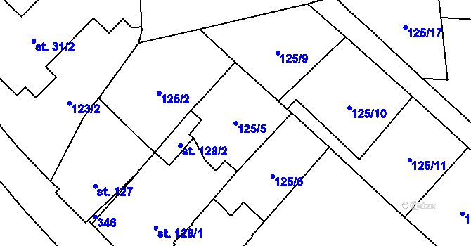 Parcela st. 125/5 v KÚ Ohníč, Katastrální mapa
