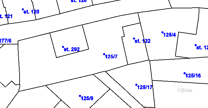 Parcela st. 125/7 v KÚ Ohníč, Katastrální mapa