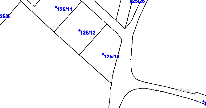 Parcela st. 125/13 v KÚ Ohníč, Katastrální mapa