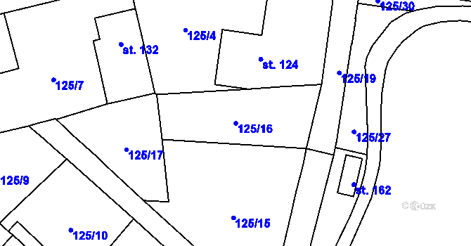 Parcela st. 125/16 v KÚ Ohníč, Katastrální mapa