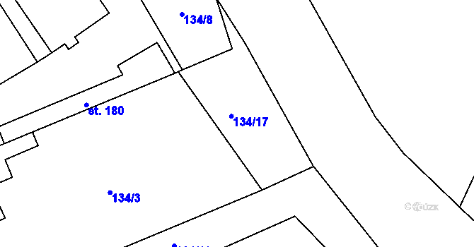 Parcela st. 134/4 v KÚ Ohníč, Katastrální mapa