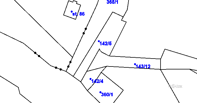 Parcela st. 142/3 v KÚ Ohníč, Katastrální mapa
