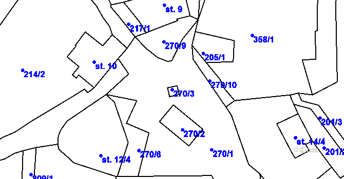 Parcela st. 270/3 v KÚ Ohníč, Katastrální mapa