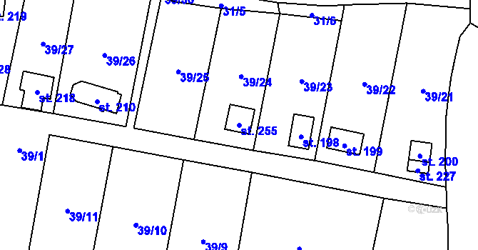 Parcela st. 255 v KÚ Ohníč, Katastrální mapa