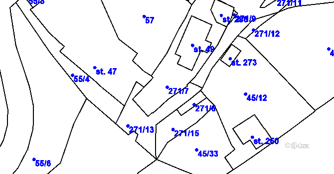 Parcela st. 271/7 v KÚ Ohníč, Katastrální mapa