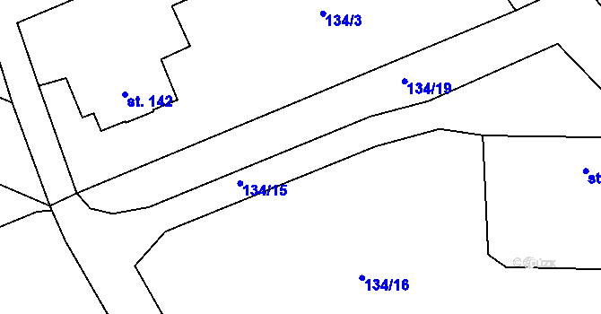 Parcela st. 134/5 v KÚ Ohníč, Katastrální mapa