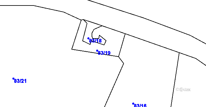 Parcela st. 83/3 v KÚ Ohníč, Katastrální mapa