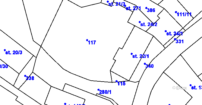 Parcela st. 339 v KÚ Ohníč, Katastrální mapa