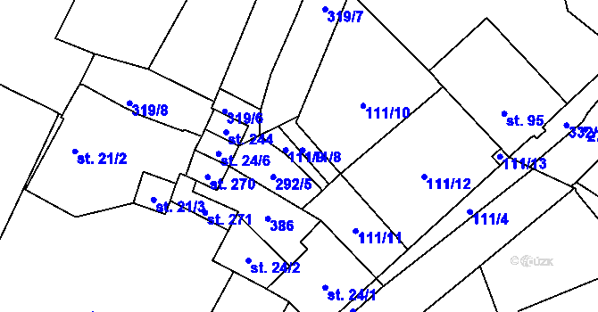 Parcela st. 111/6 v KÚ Ohníč, Katastrální mapa