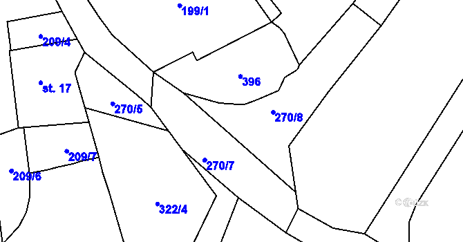 Parcela st. 270/4 v KÚ Ohníč, Katastrální mapa