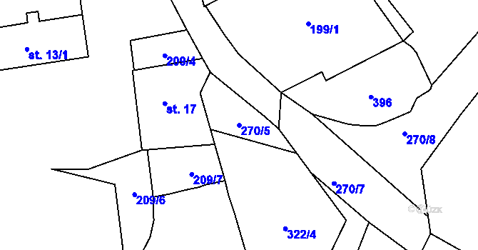 Parcela st. 270/5 v KÚ Ohníč, Katastrální mapa