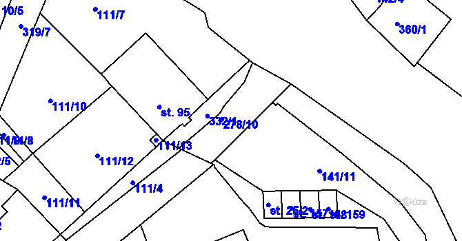 Parcela st. 278/7 v KÚ Ohníč, Katastrální mapa