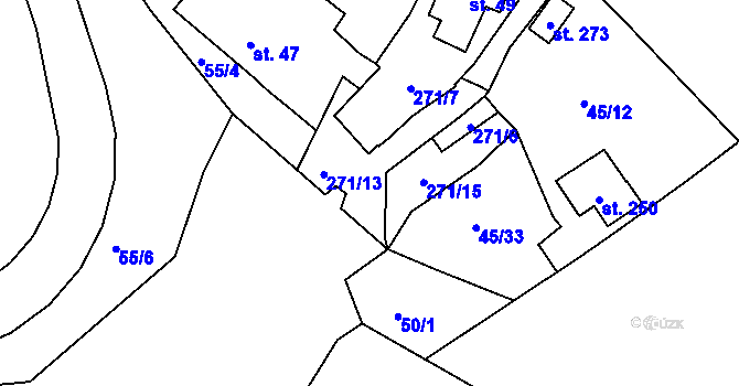 Parcela st. 271/10 v KÚ Ohníč, Katastrální mapa
