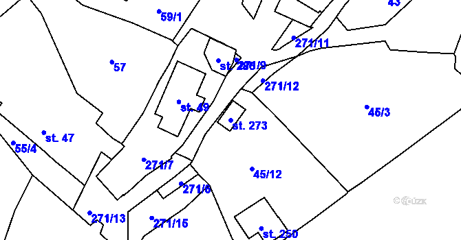 Parcela st. 273 v KÚ Ohníč, Katastrální mapa