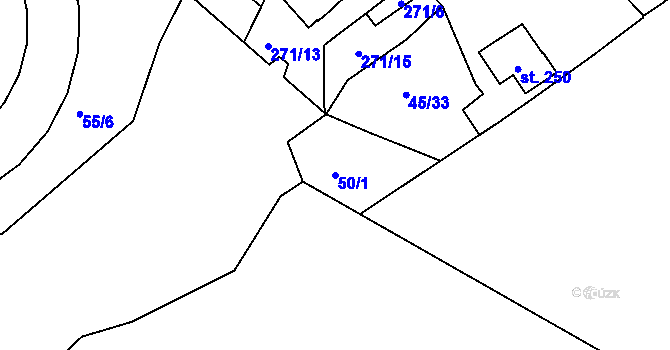 Parcela st. 50/1 v KÚ Ohníč, Katastrální mapa