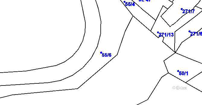 Parcela st. 55/6 v KÚ Ohníč, Katastrální mapa