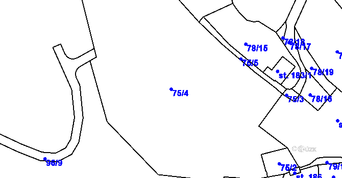 Parcela st. 75/4 v KÚ Ohníč, Katastrální mapa