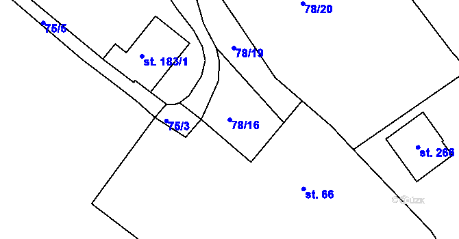 Parcela st. 78/16 v KÚ Ohníč, Katastrální mapa