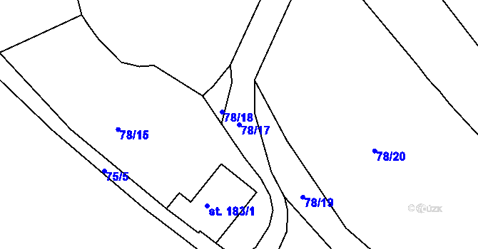 Parcela st. 78/17 v KÚ Ohníč, Katastrální mapa