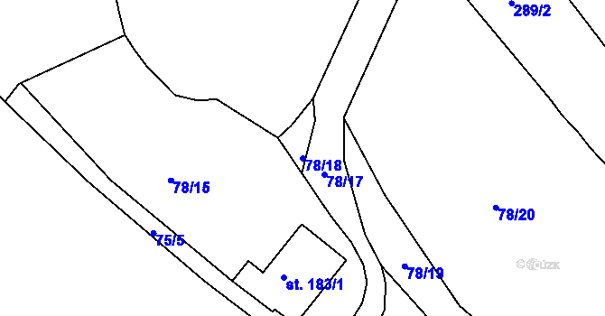 Parcela st. 78/18 v KÚ Ohníč, Katastrální mapa