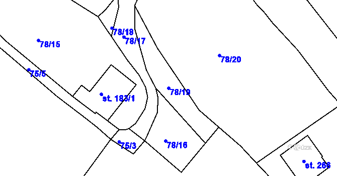 Parcela st. 78/19 v KÚ Ohníč, Katastrální mapa