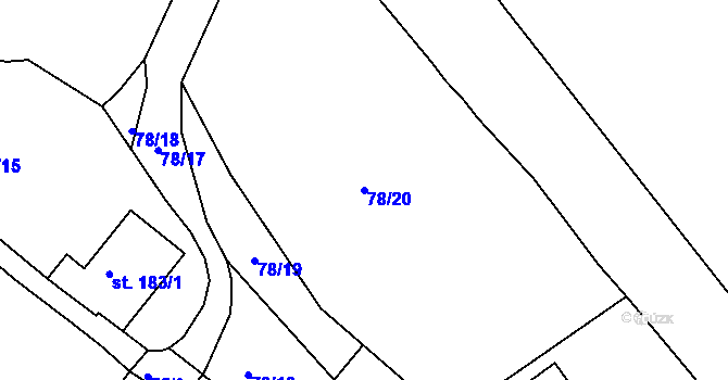 Parcela st. 78/20 v KÚ Ohníč, Katastrální mapa