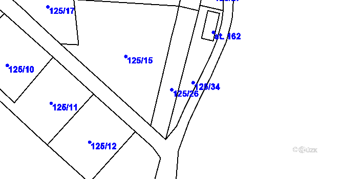 Parcela st. 125/26 v KÚ Ohníč, Katastrální mapa