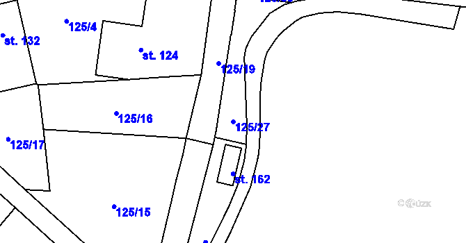 Parcela st. 125/27 v KÚ Ohníč, Katastrální mapa