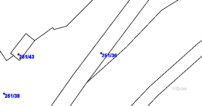 Parcela st. 251/36 v KÚ Ohníč, Katastrální mapa