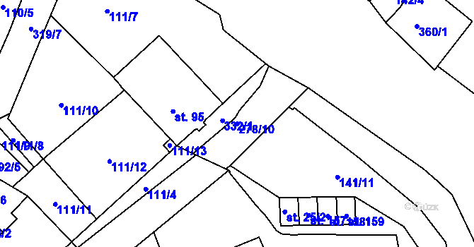 Parcela st. 278/10 v KÚ Ohníč, Katastrální mapa