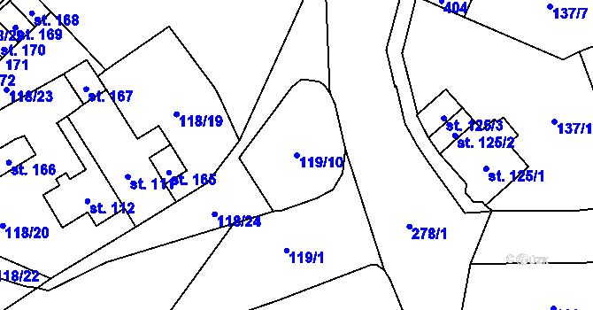 Parcela st. 119/10 v KÚ Ohníč, Katastrální mapa
