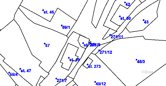 Parcela st. 286 v KÚ Ohníč, Katastrální mapa