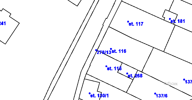 Parcela st. 278/13 v KÚ Ohníč, Katastrální mapa