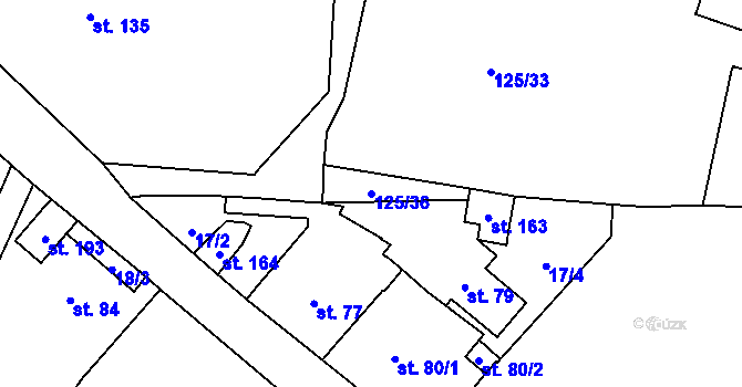 Parcela st. 125/36 v KÚ Ohníč, Katastrální mapa